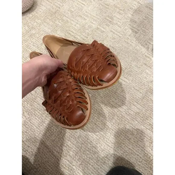 NEW NISOLO Genuine Leather Brown Huarache Sandal/ Flats Women's sz 9 rubber sole - Picture 6 of 9